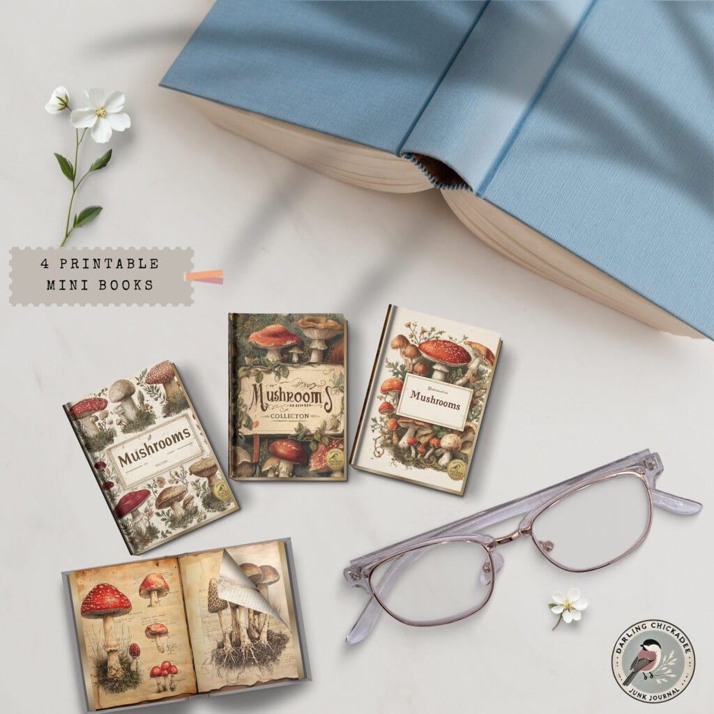 Vintage printable mini books for junk journals — layered pages, tiny storybooks, and ephemera for creative journaling.