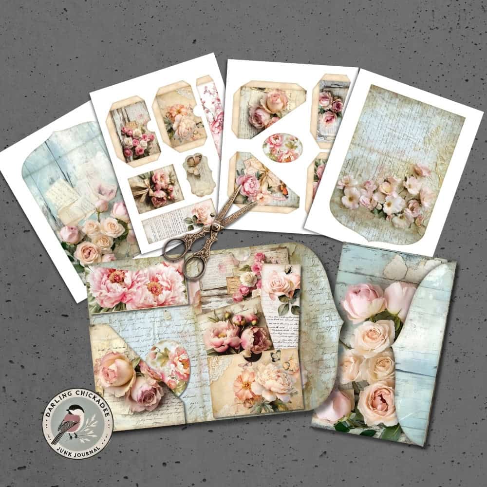 Free beginner-friendly vintage junk journal folio.